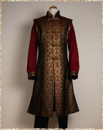 Brokatgehrock dunkelrot gold - EINZELSTÜCK